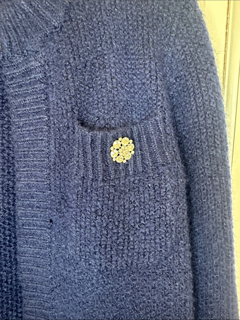 Ann Taylor Deep Navy Chunky Knit Cardigan with Jewel Buttons size S EUC - Picture 3 of 5